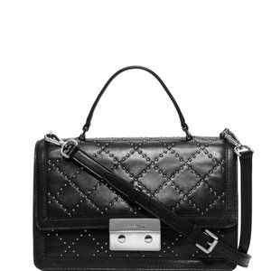 Michael Kors Micro Callie Medium Black Quilted Leather Handbag Bag Purse NEW